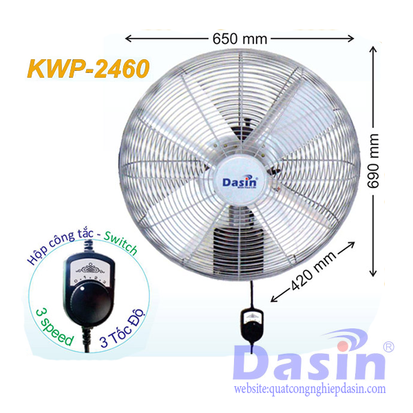 Quạt treo tường công nghiệp Dasin kwp-2460 chính hãng giá rẻ chất lượng cao