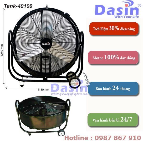 Tính năng của quạt mát di động công nghiệp Dasin Tank 40100
